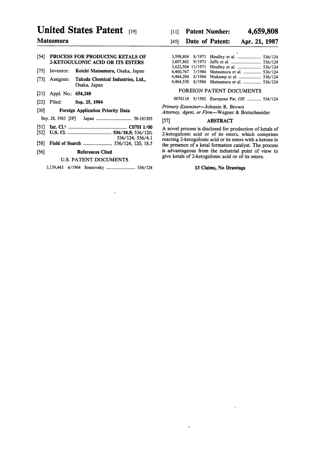 United States Patent (19) 11 Patent Number: 4,659,808 Matsumura 45) Date of Patent: Apr