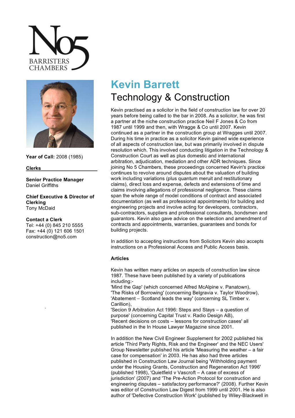 Kevin Barrett Technology & Construction