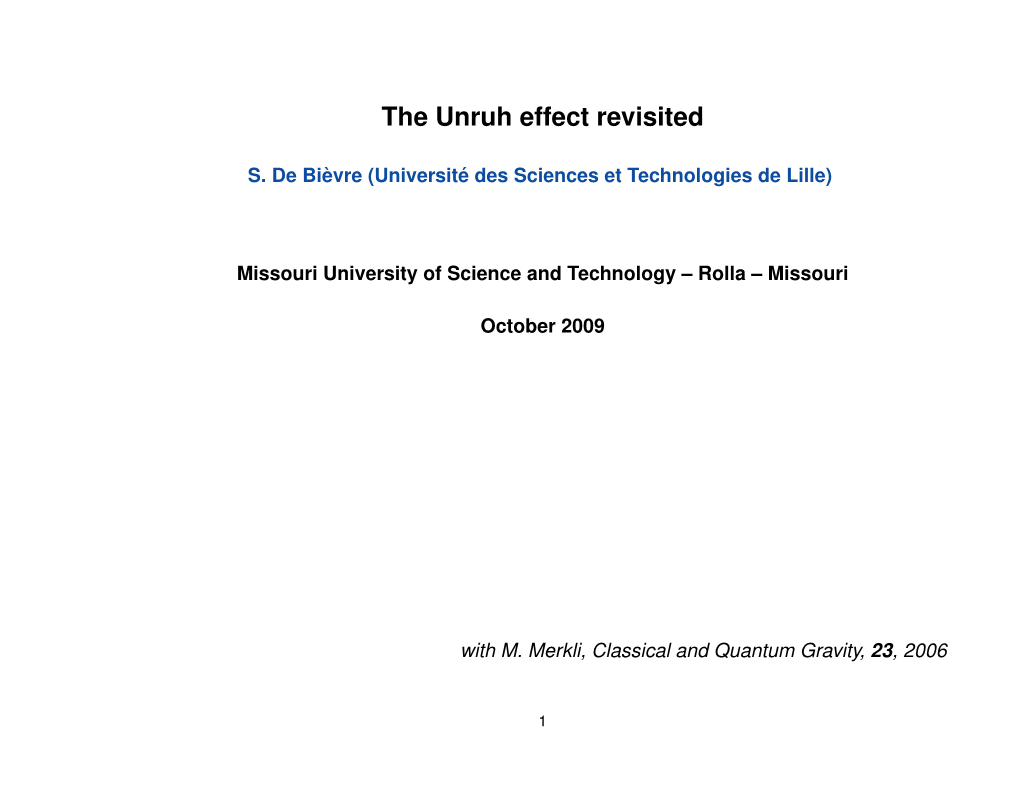 The Unruh Effect Revisited