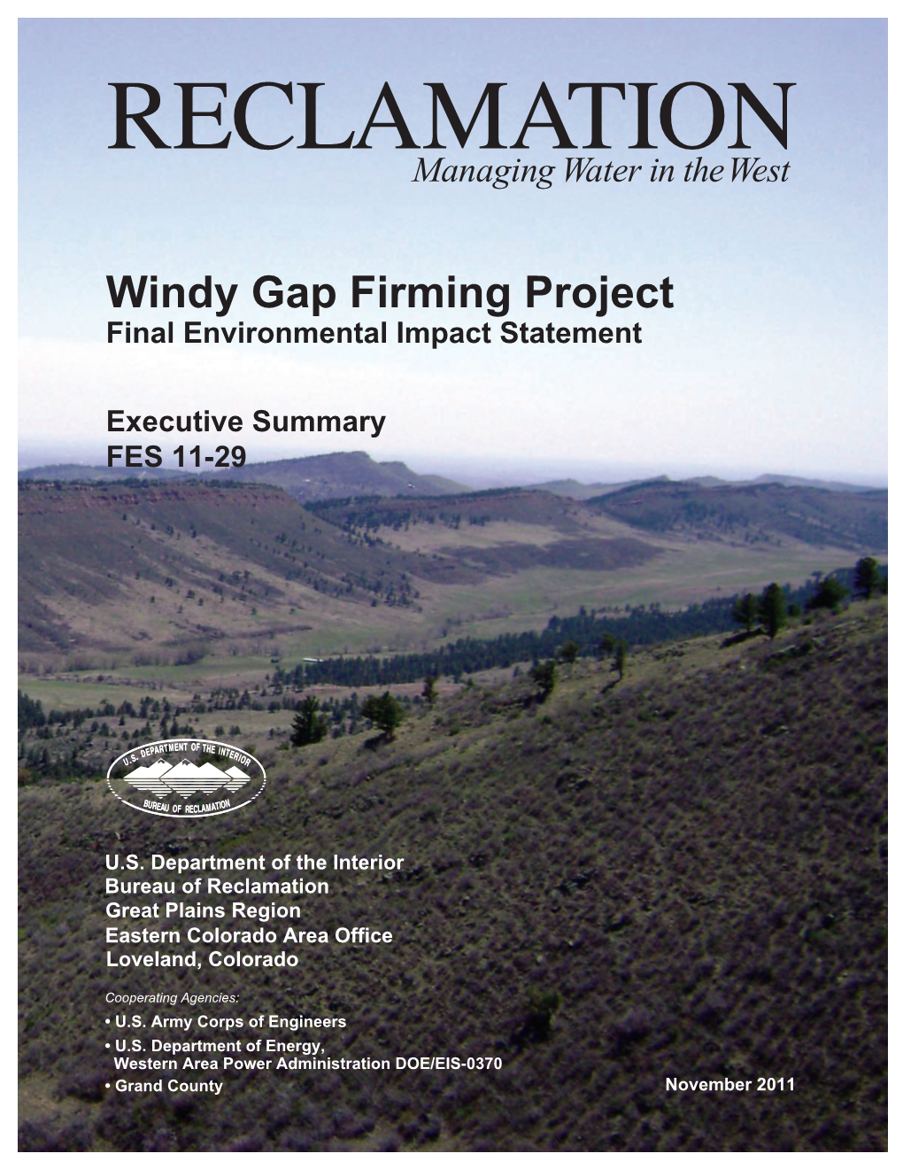 Windy Gap Firming Project Final Environmental Impact Statement