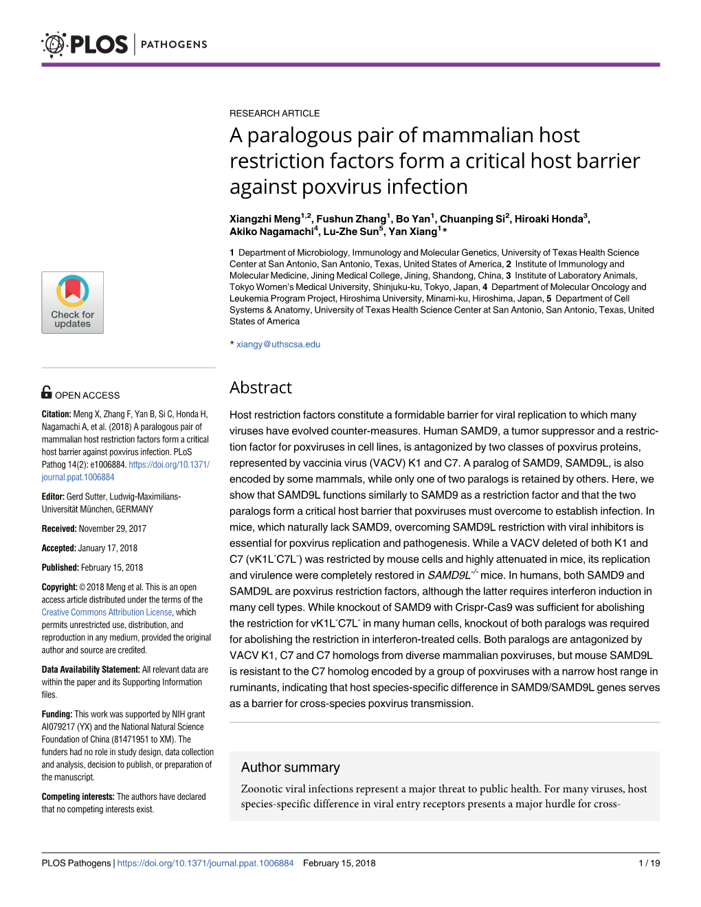 A Paralogous Pair of Mammalian Host Restriction Factors Form a Critical Host Barrier Against Poxvirus Infection