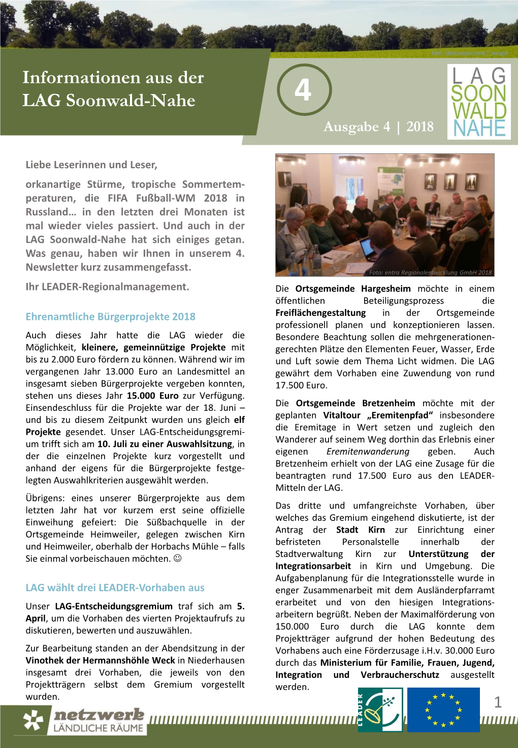 4. Newsletter Der LAG Soonwald-Nahe