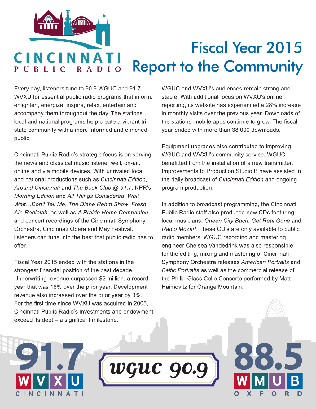 Fiscal Year 2015 Report to the Community