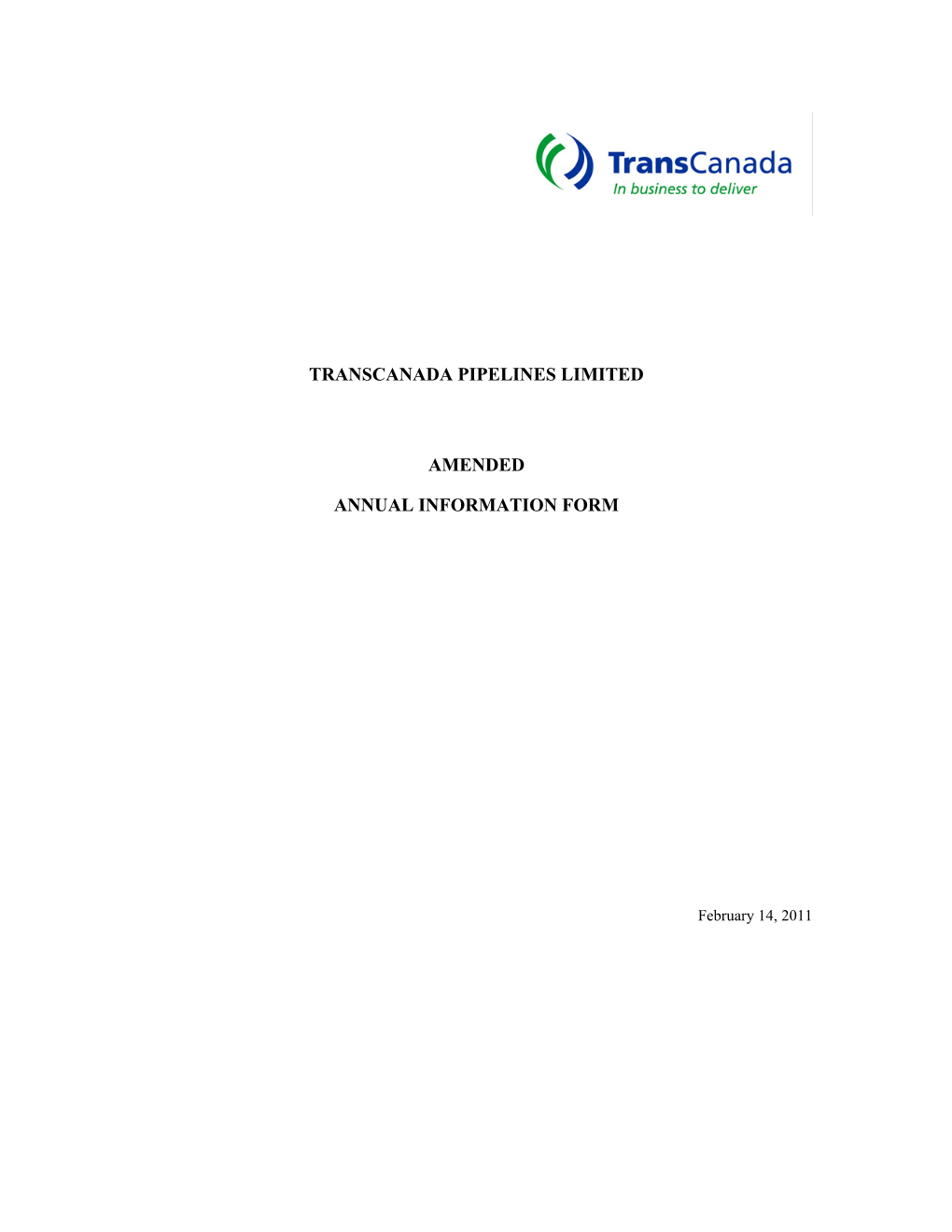 Transcanada Pipelines Limited Amended Annual