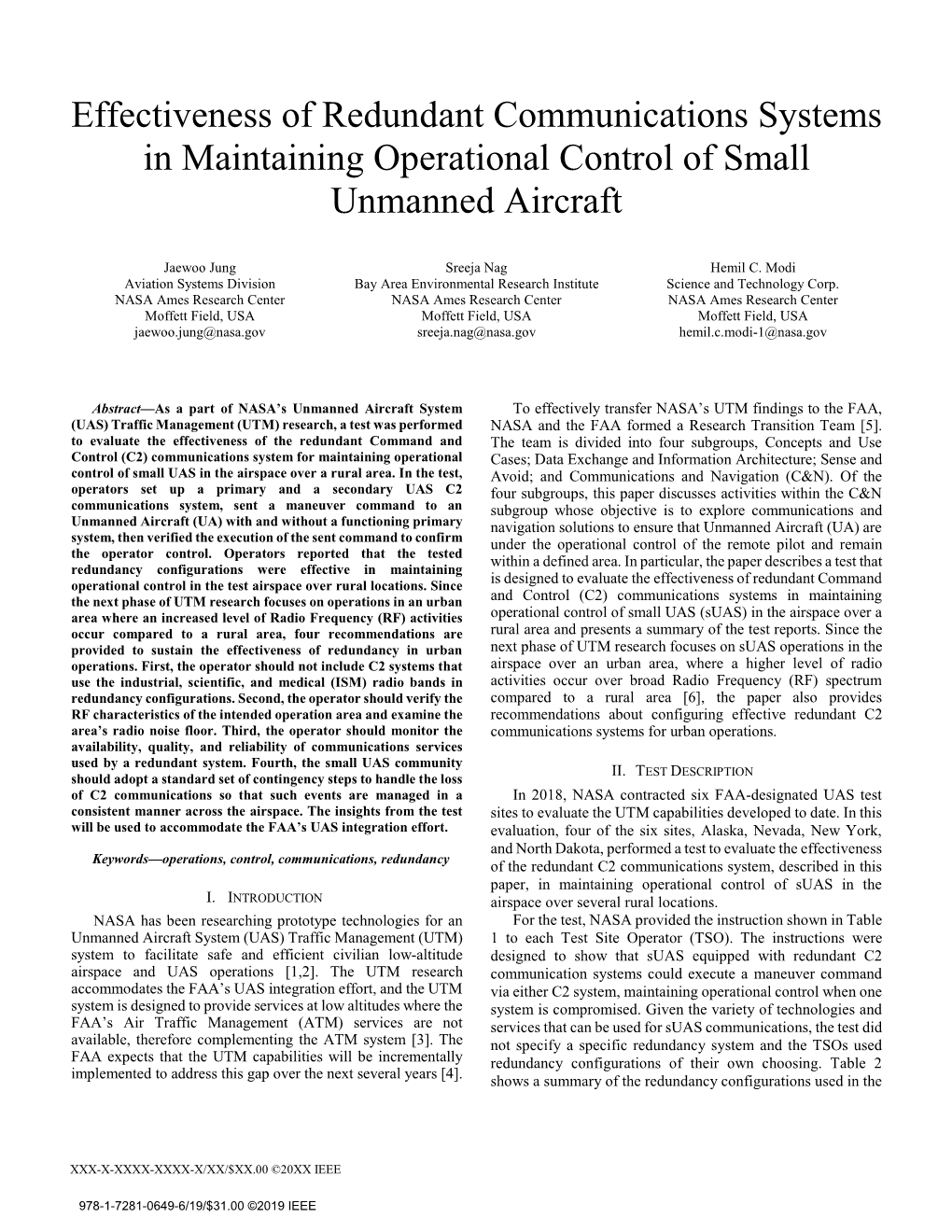Effectiveness of Redundant Communications Systems in Maintaining Operational Control of Small