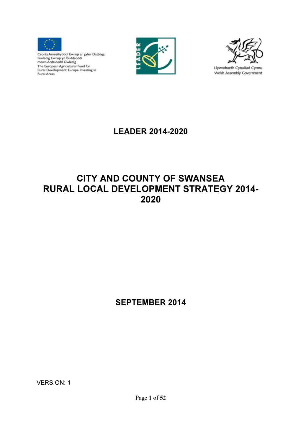 City and County of Swansea Rural Local Development Strategy 2014- 2020