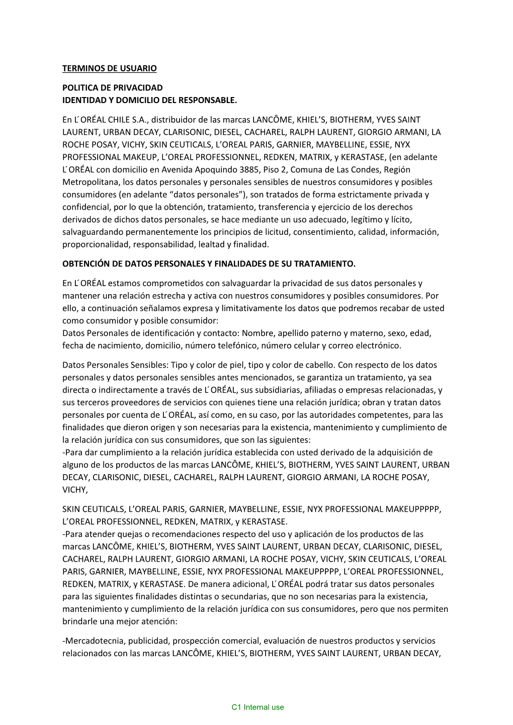 Terminos De Usuario Politica De Privacidad Identidad Y