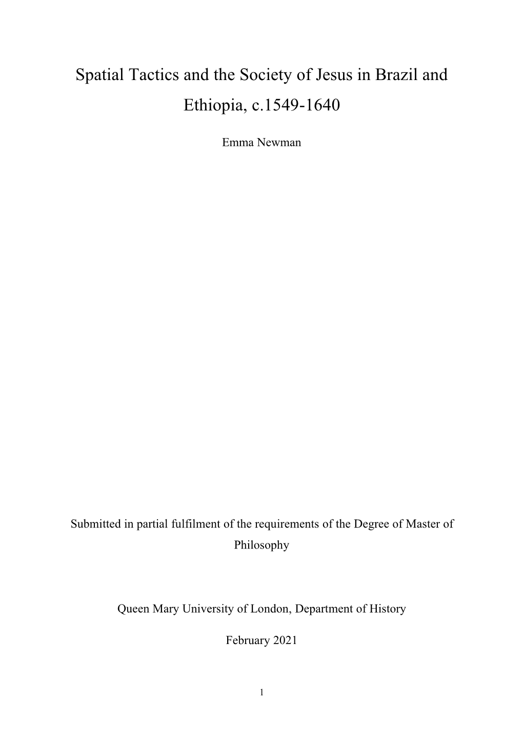 Spatial Tactics and the Society of Jesus in Brazil and Ethiopia, C.1549-1640