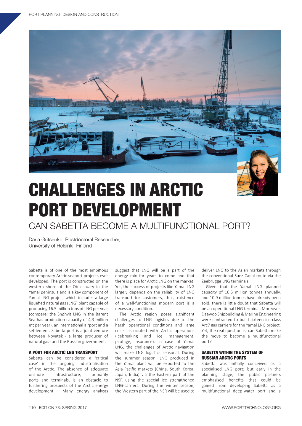 Challenges in Arctic Port Development Can Sabetta Become a Multifunctional Port?