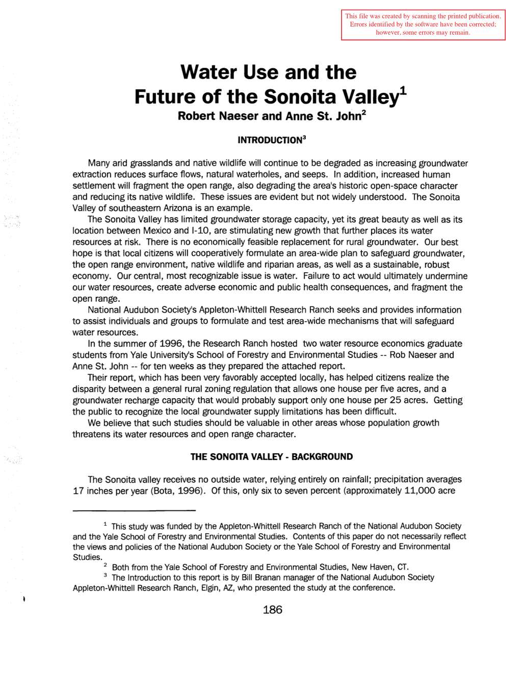 Water Use and the Future of the Sonoita Valley1 Robert Naeser and Anne St