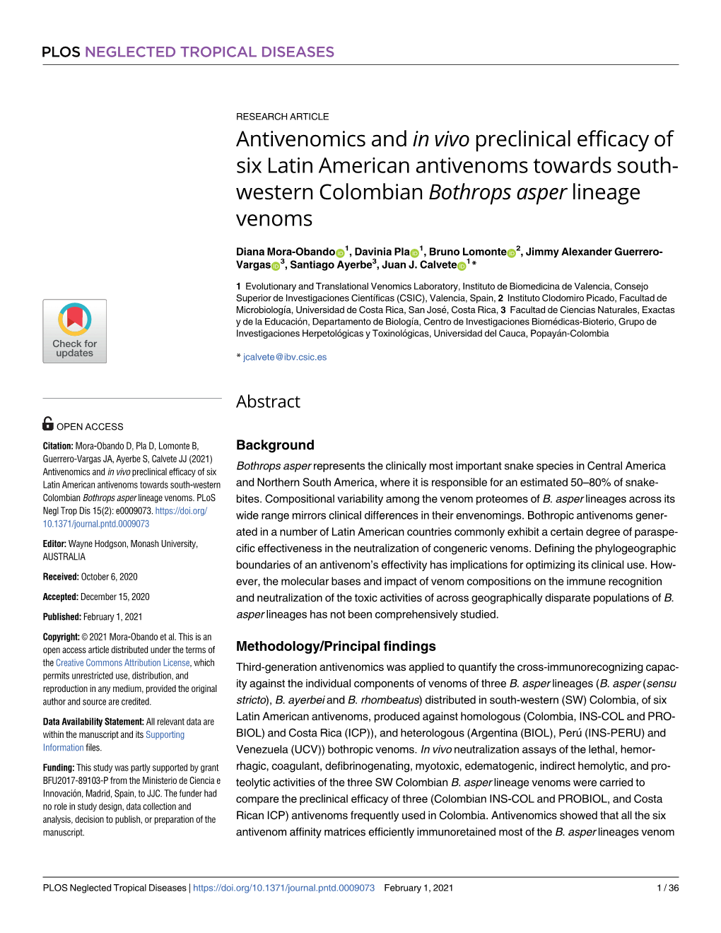 Antivenomics and in Vivo Preclinical Efficacy of Six Latin American Antivenoms Towards South- Western Colombian Bothrops Asper Lineage Venoms