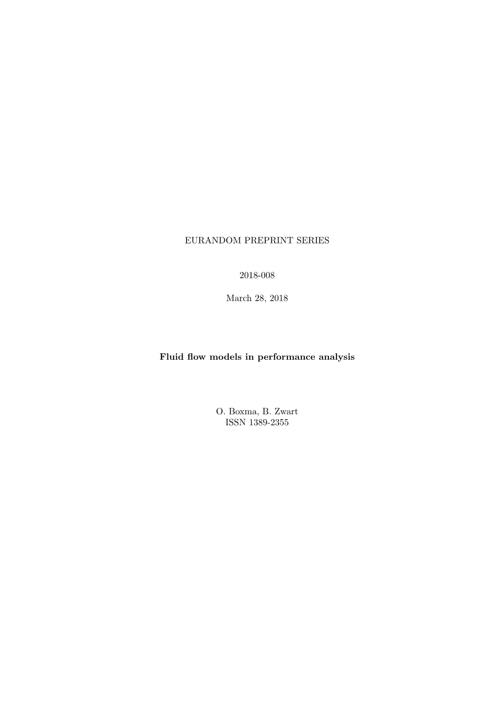 EURANDOM PREPRINT SERIES 2018-008 March 28, 2018 Fluid