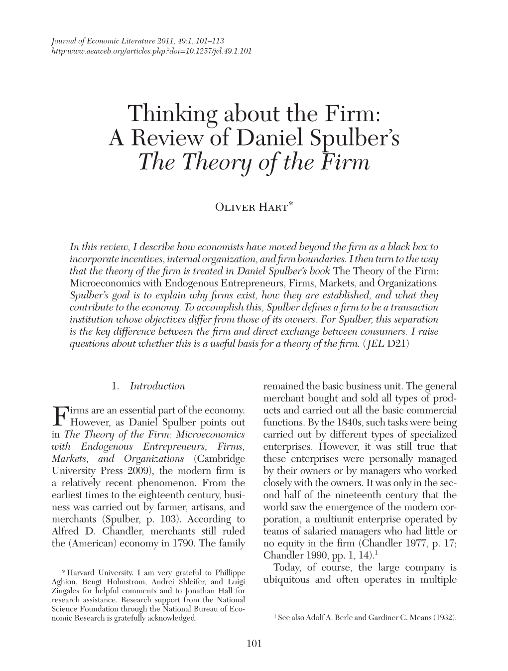 The Theory of the Firm</Italic>