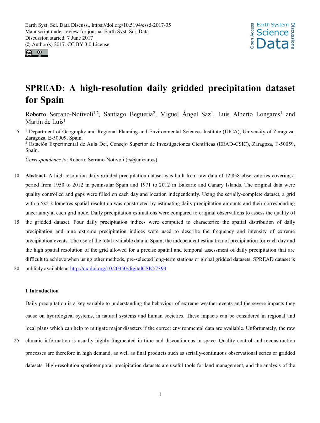 A High-Resolution Daily Gridded Precipitation Dataset for Spain