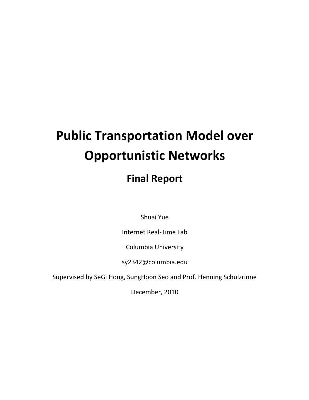 Public Transportation Model Over Opportunistic Networks