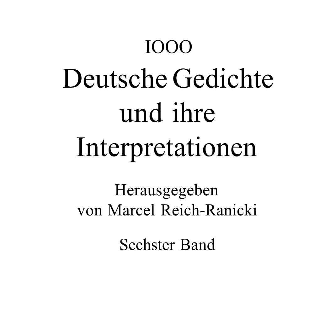 Deutsche Gedichte Und Ihre Interpretationen