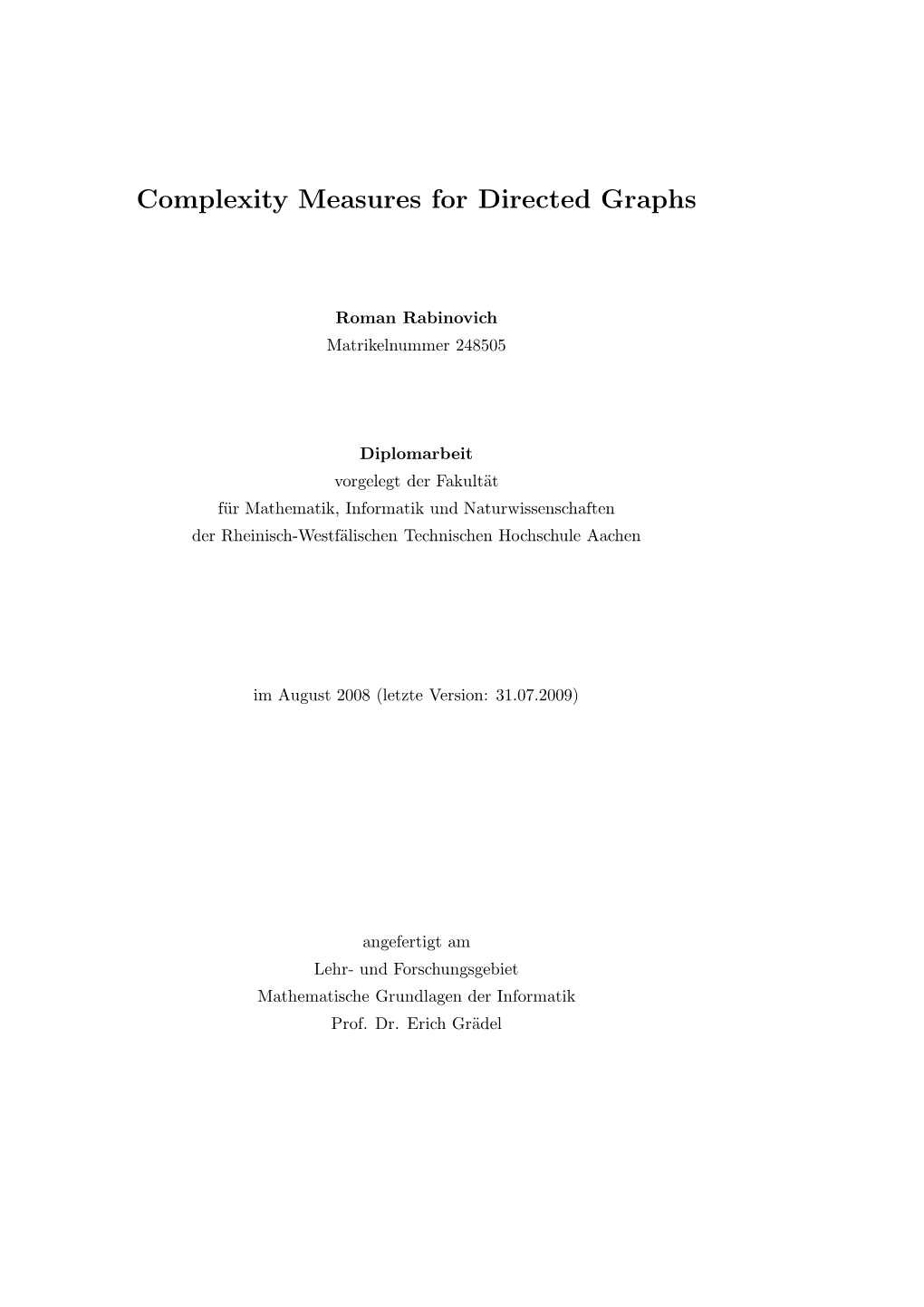 Complexity Measures for Directed Graphs