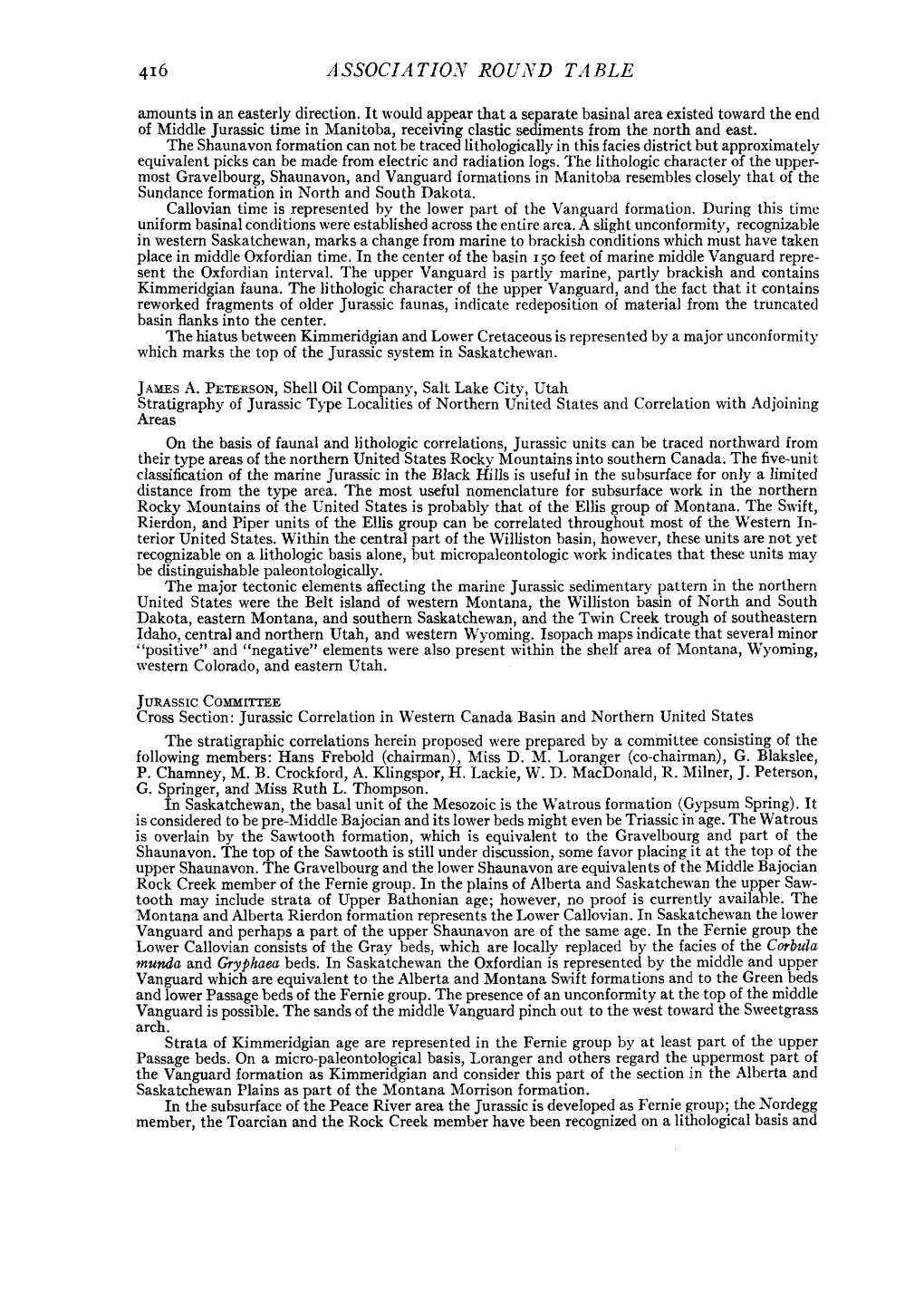 Jurassic Correlation in Western Canada Basin and Northern United