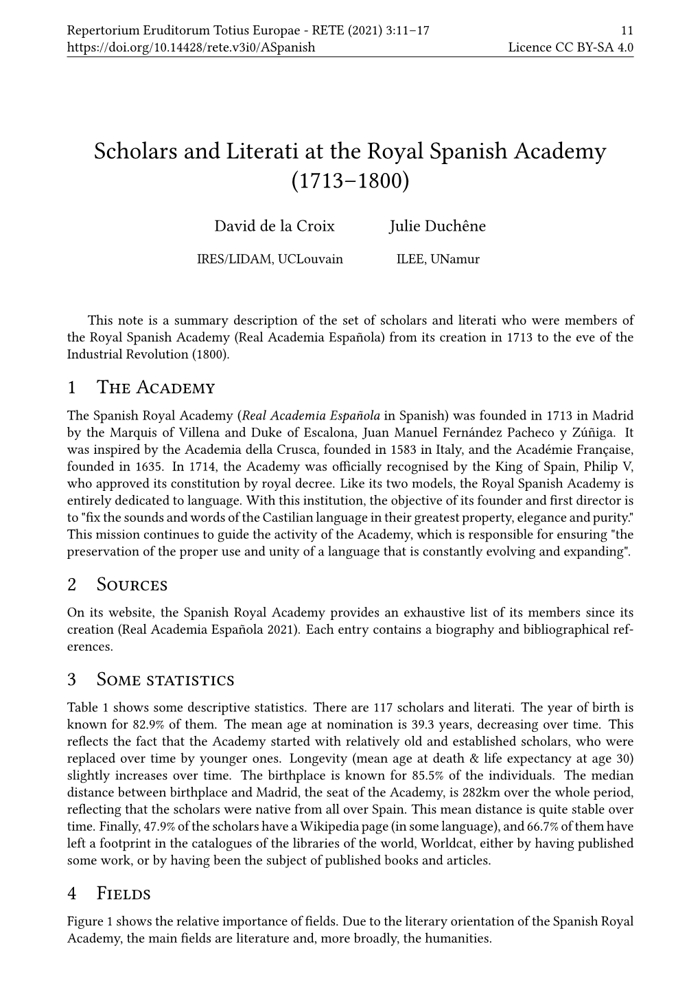 Scholars and Literati at the Royal Spanish Academy (1713–1800)