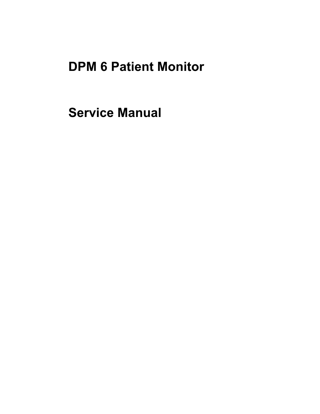 DPM 6 Patient Monitor Service Manual