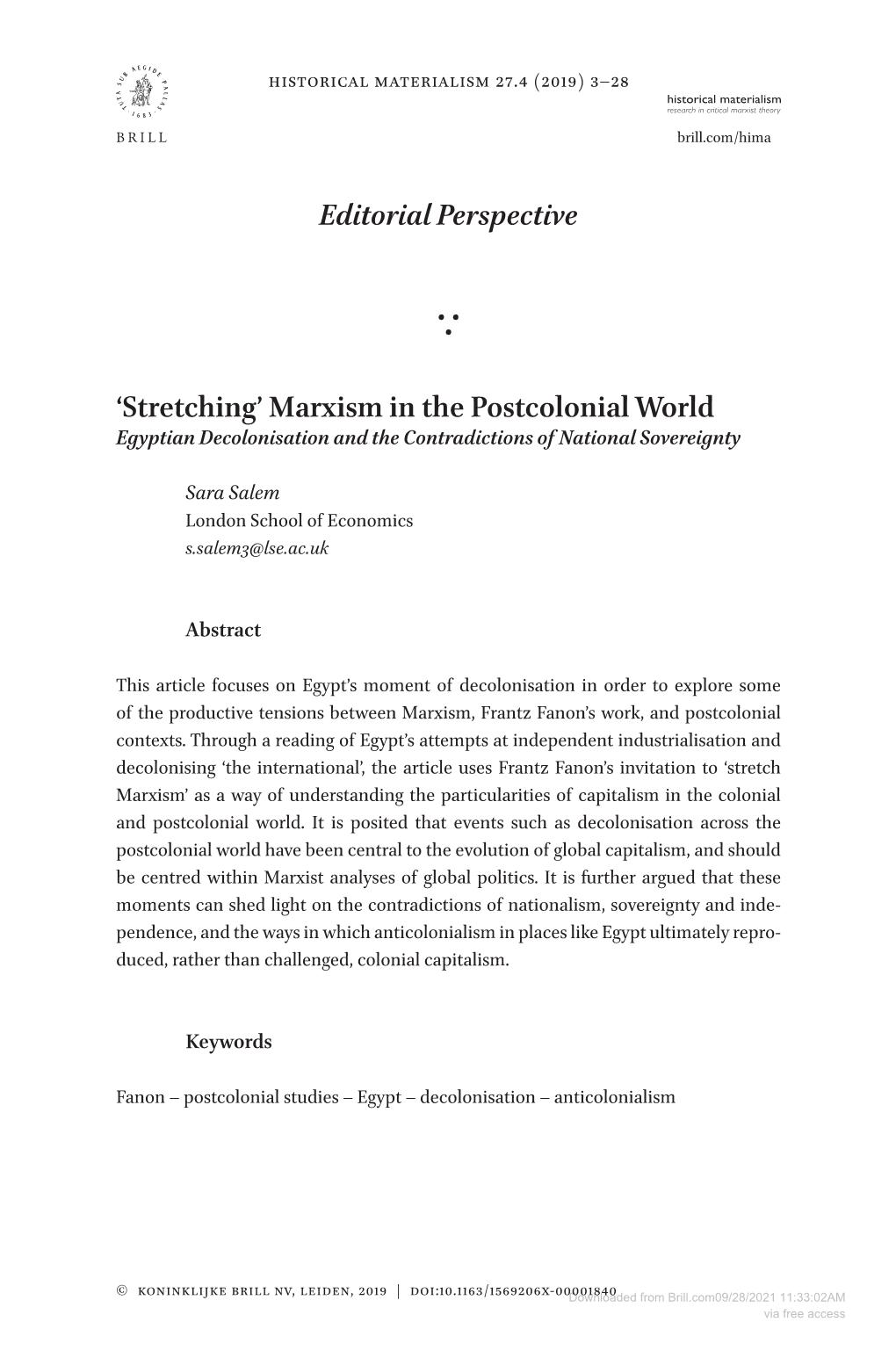 'Stretching' Marxism in the Postcolonial World