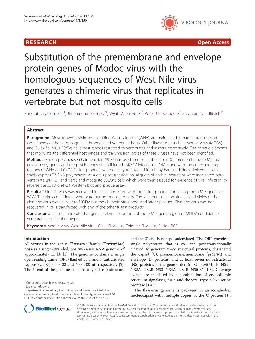 Substitution of the Premembrane and Envelope Protein