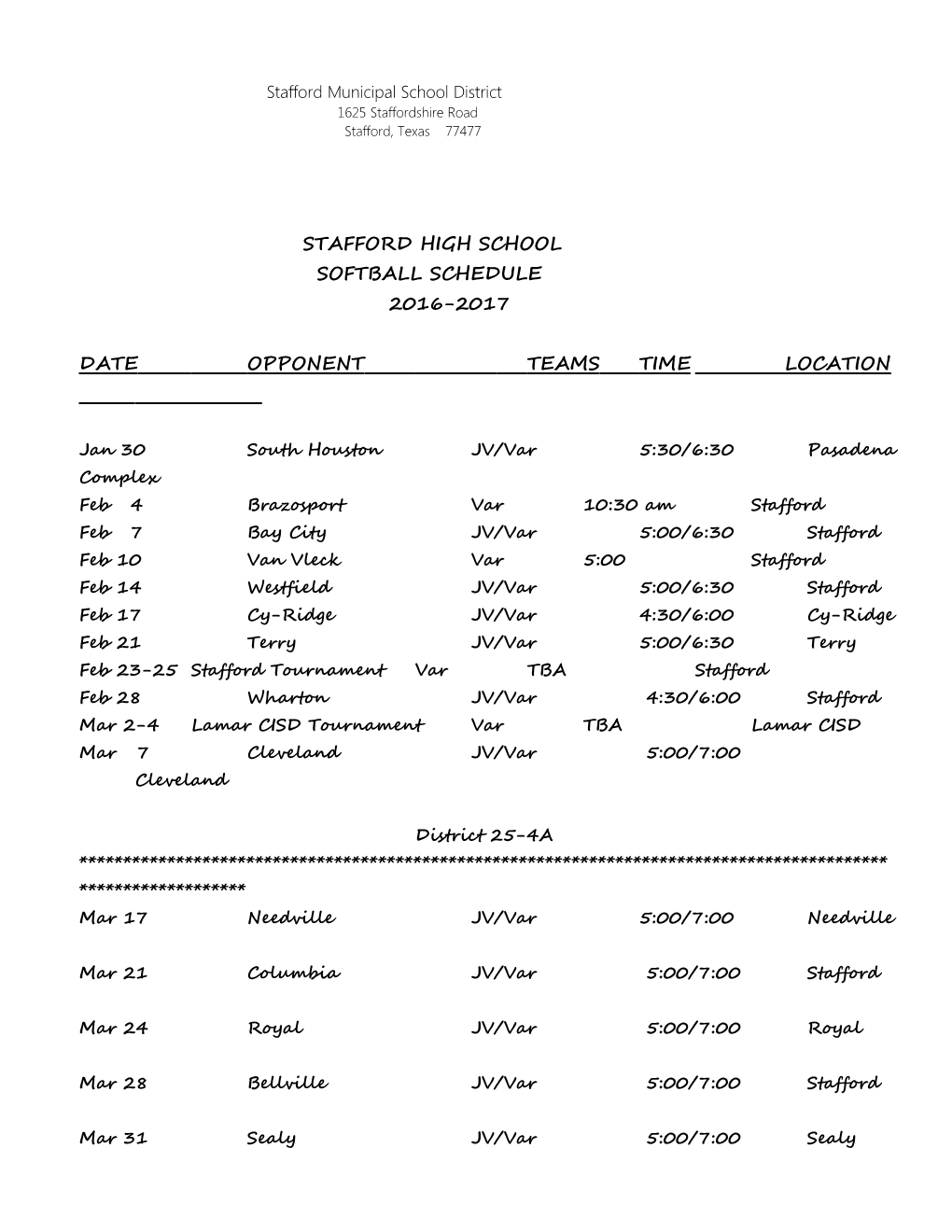 Stafford High School