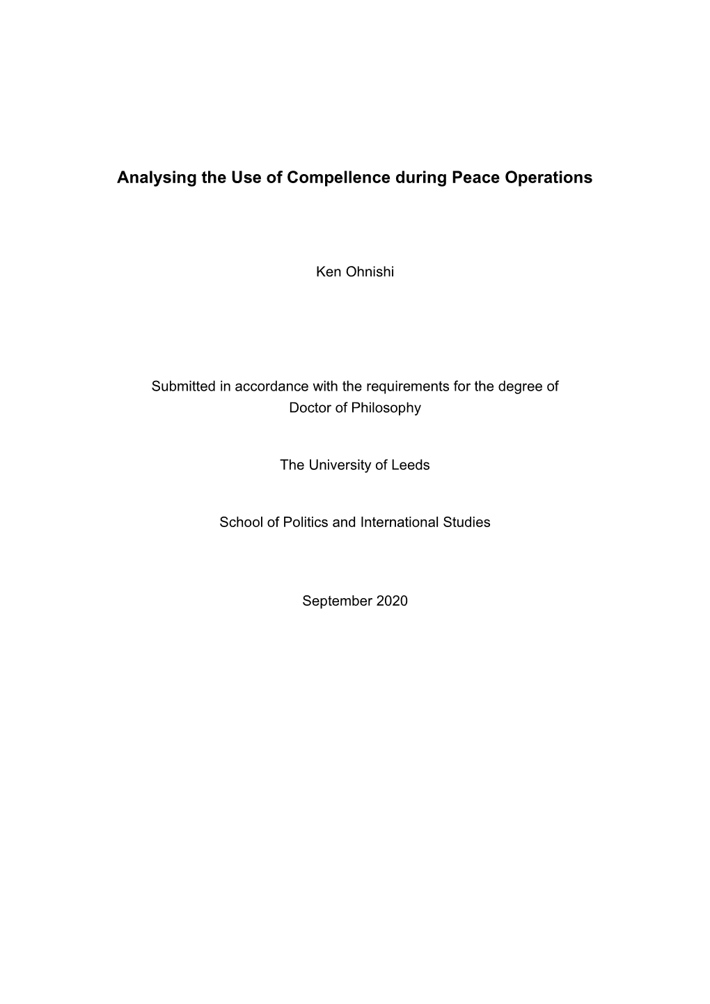 Analysing the Use of Compellence During Peace Operations