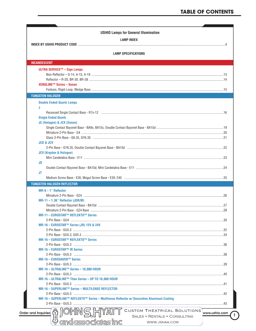 USHIO General Lighting Catalog