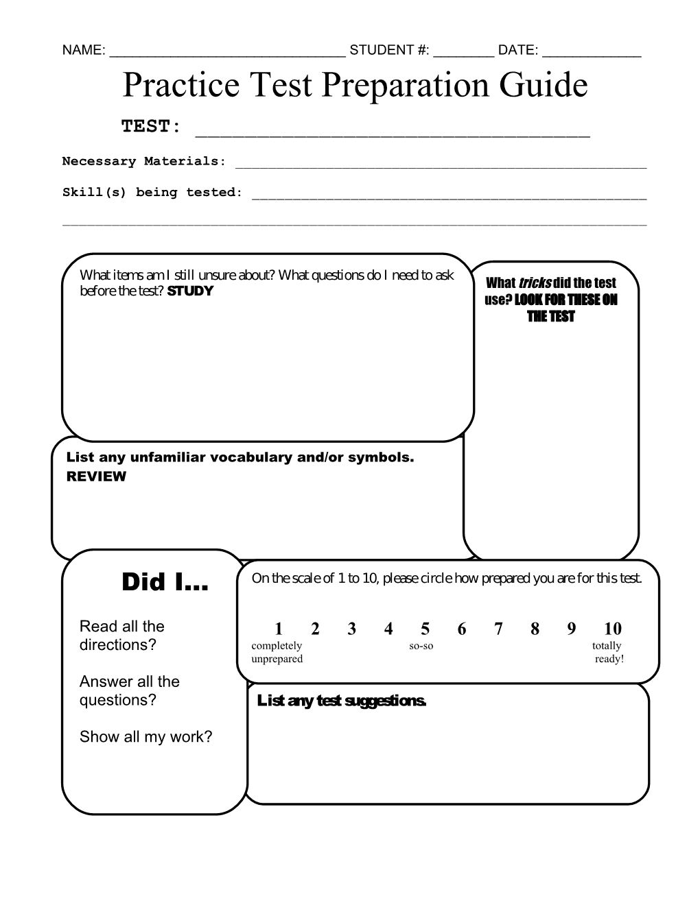 Practice Test Preparation Guide