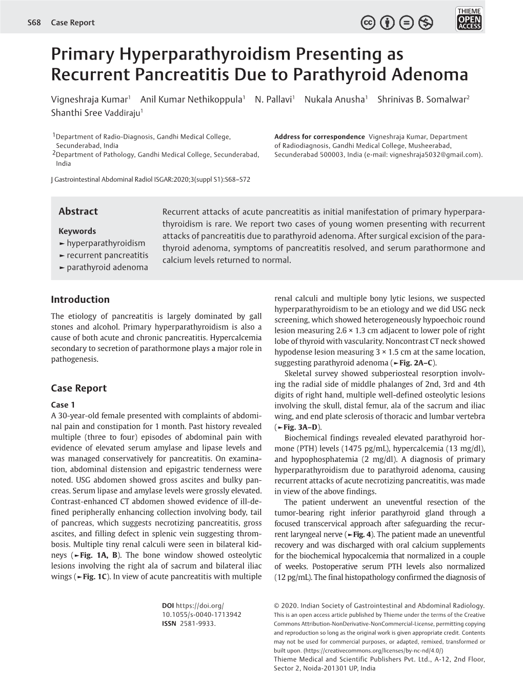 Primary Hyperparathyroidism Presenting As Recurrent Pancreatitis Due to Parathyroid Adenoma