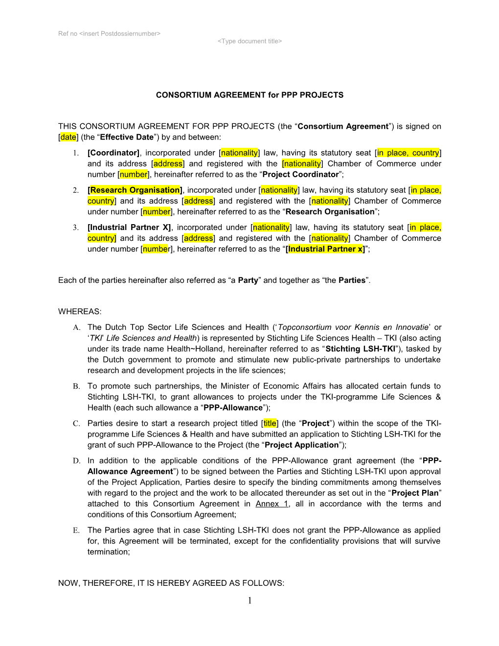 Acronym of the Project Consortium Agreement, Version