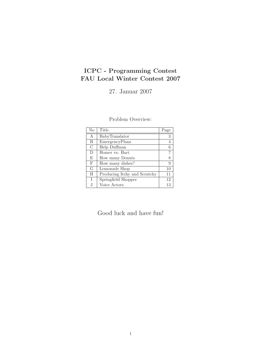 ICPC - Programming Contest FAU Local Winter Contest 2007 27