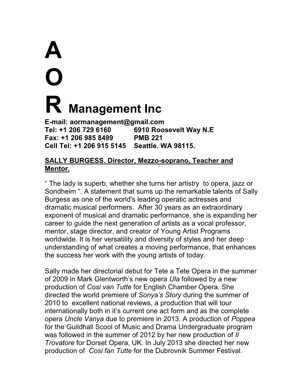 AOR Management Inc