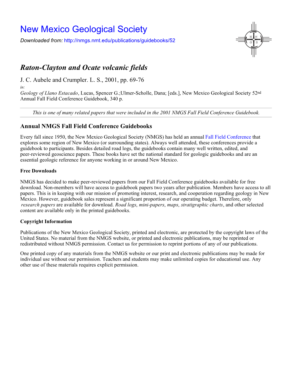 Raton-Clayton and Ocate Volcanic Fields J