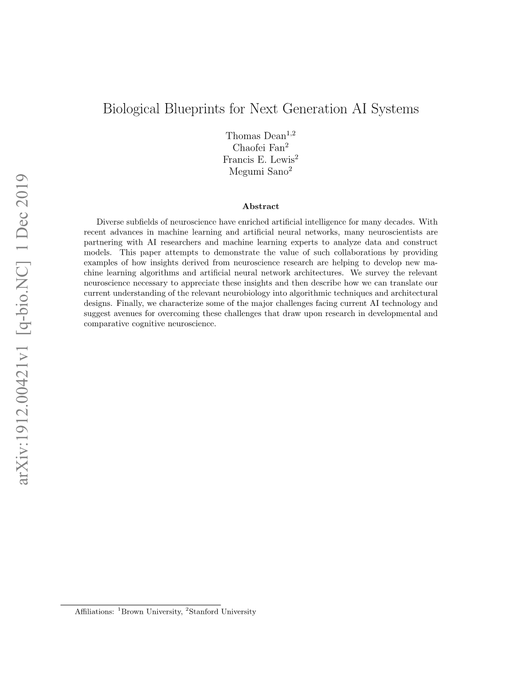 Arxiv:1912.00421V1 [Q-Bio.NC] 1 Dec 2019