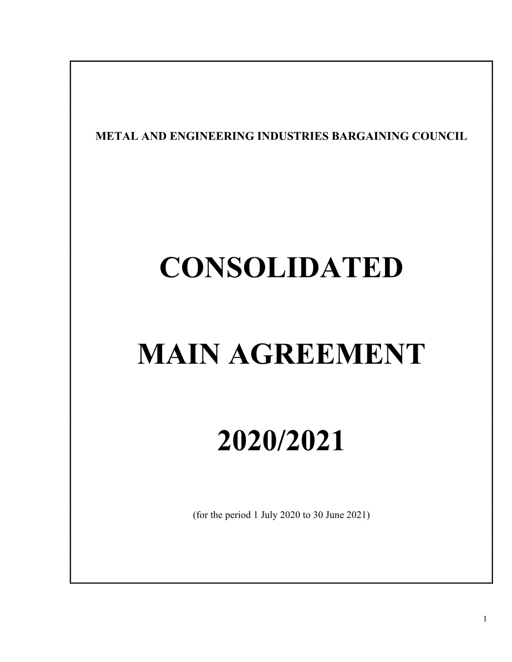 Consolidated Main Agreement 2020/2021