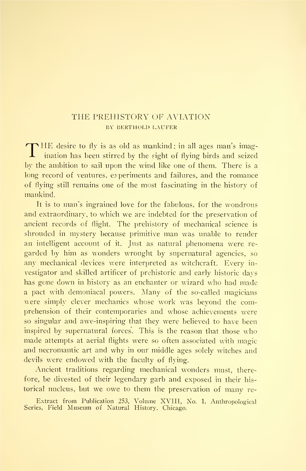 The Prehistory of Aviation. His Ideas of Flying Are the Echo of the Ancient Idea That We Have Traced from China and India, Persia and Arabia