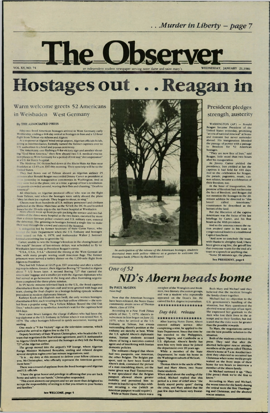 Hostages Out... Reagan In