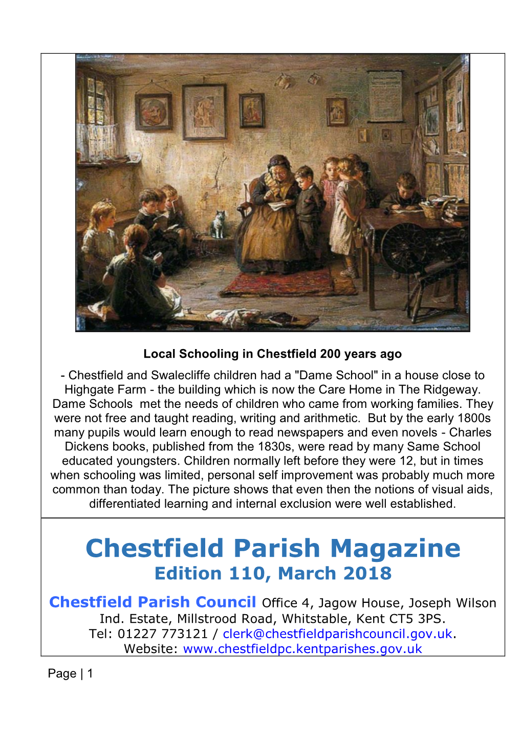 Chestfield Parish Magazine Edition 110, March 2018