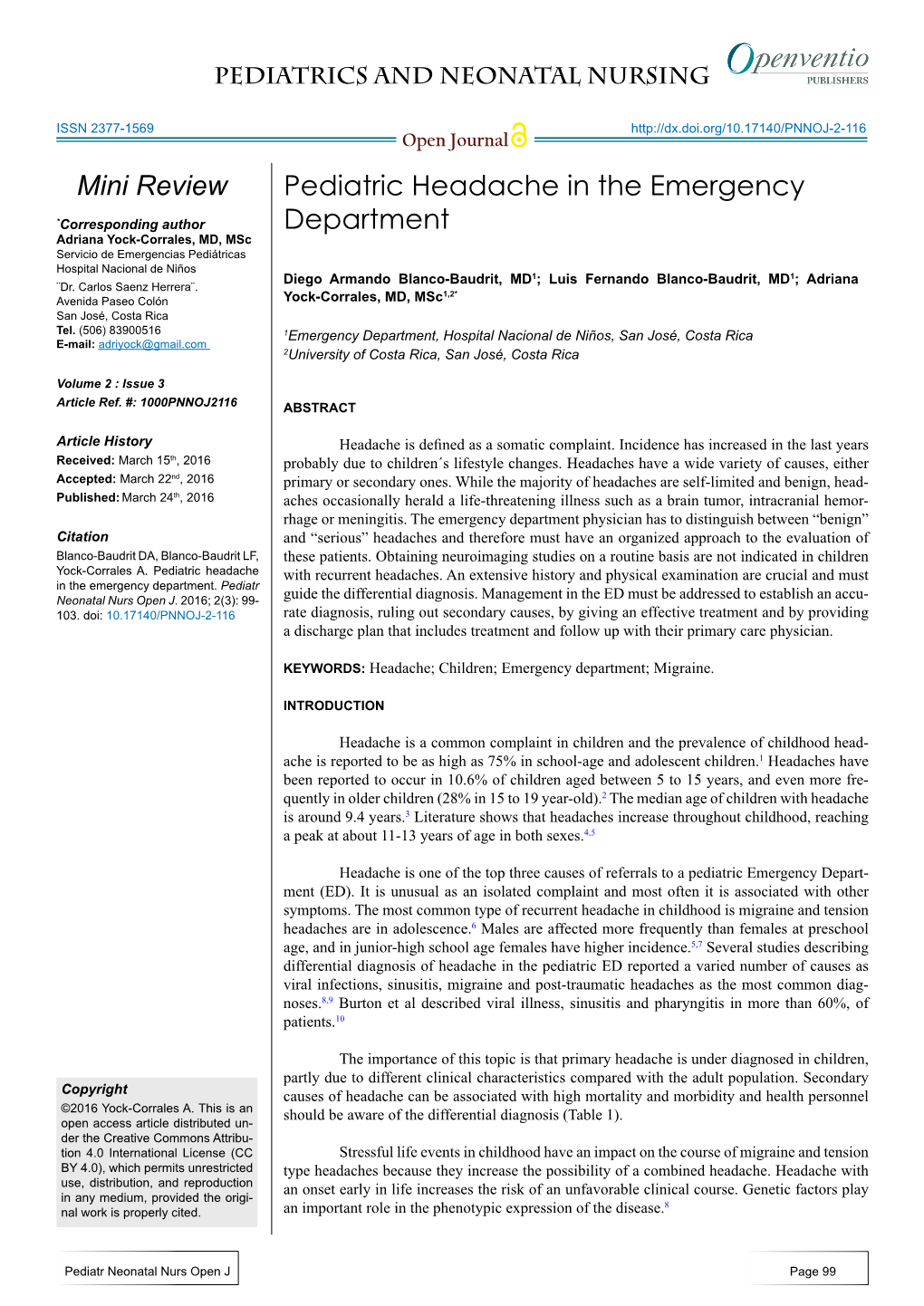 Pediatric Headache in the Emergency Department