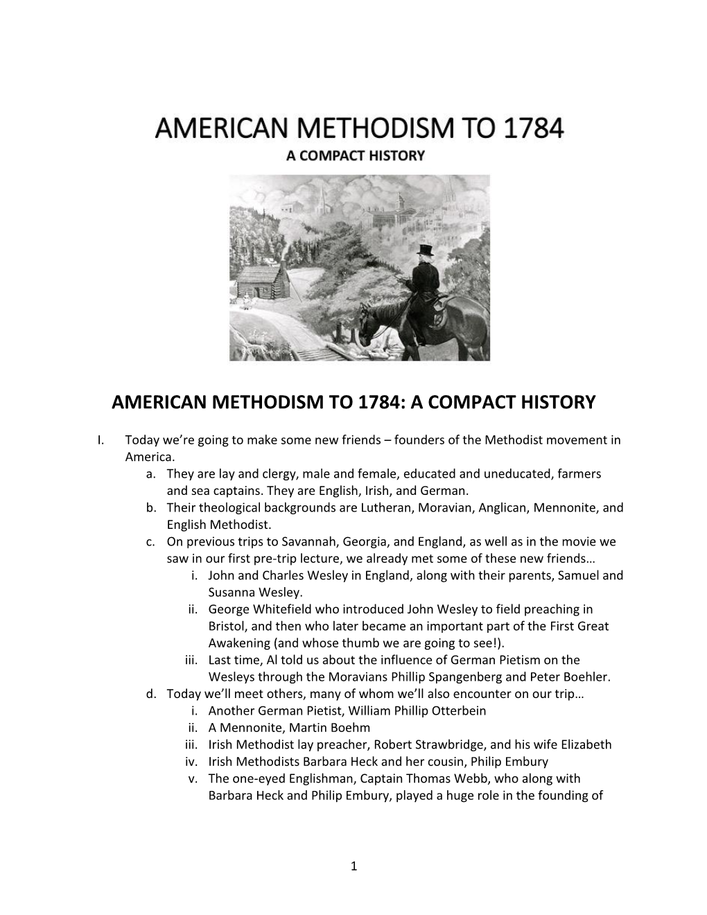 American Methodism to 1784: a Compact History