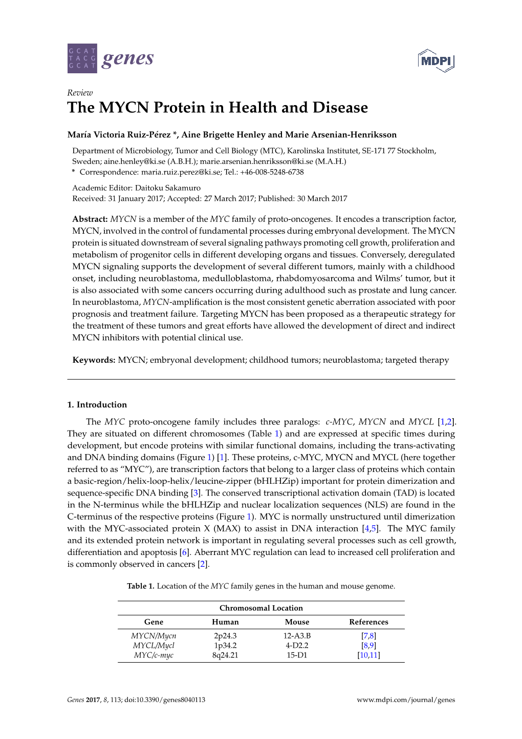 The MYCN Protein in Health and Disease