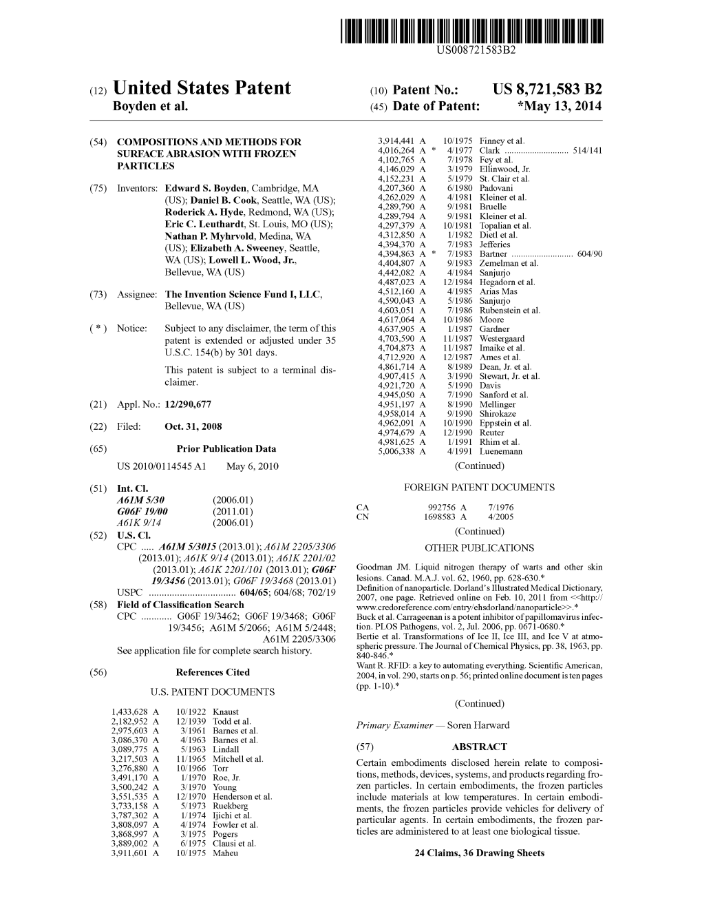 United States Patent (10) Patent No.: US 8,721,583 B2 Boyden Et Al