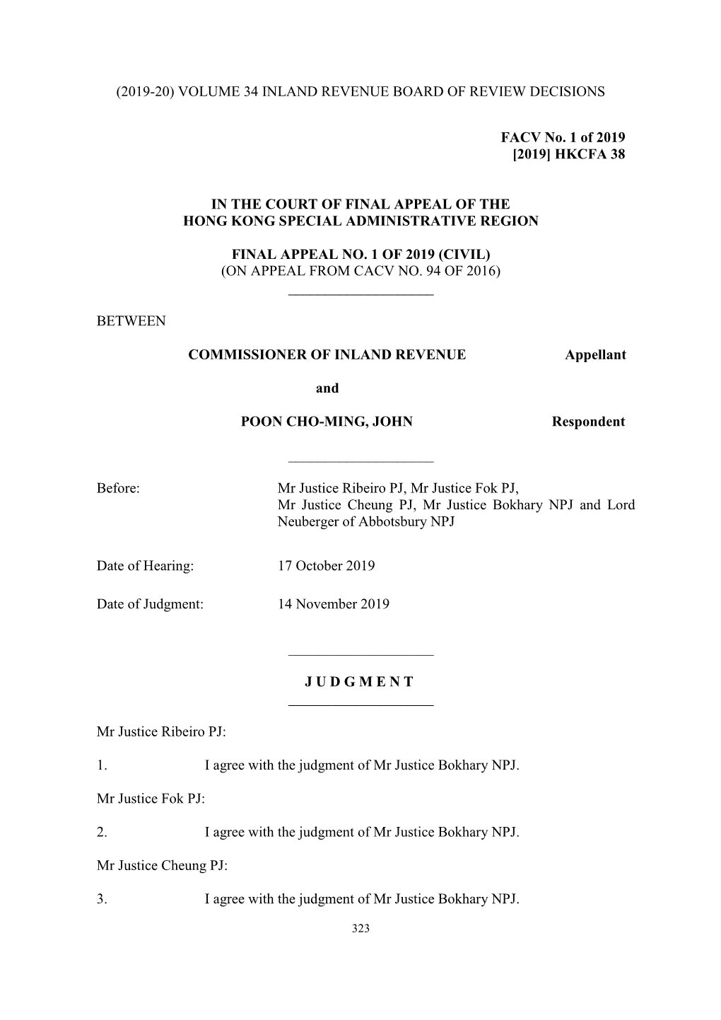 (2019-20) Volume 34 Inland Revenue Board of Review Decisions