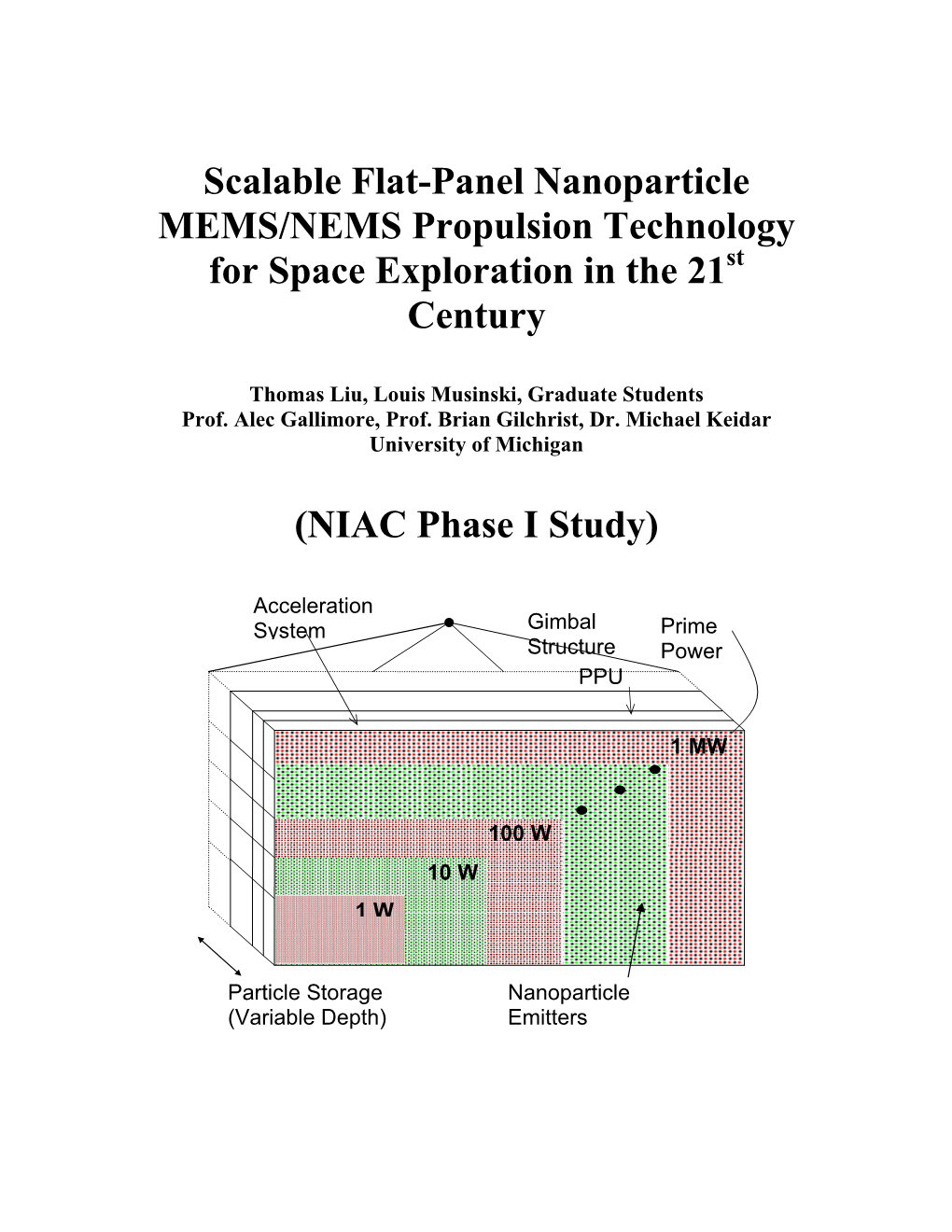 Scalable Flat-Panel Nanoparticle MEMS/NEMS Propulsion Technology for Space Exploration in the 21St Century