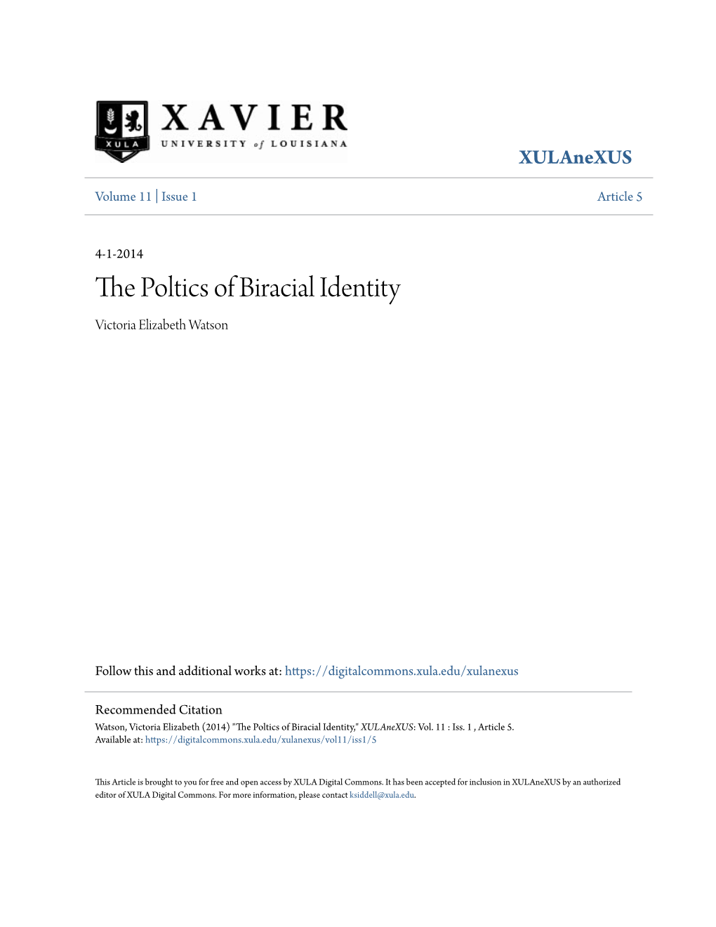 The Poltics of Biracial Identity