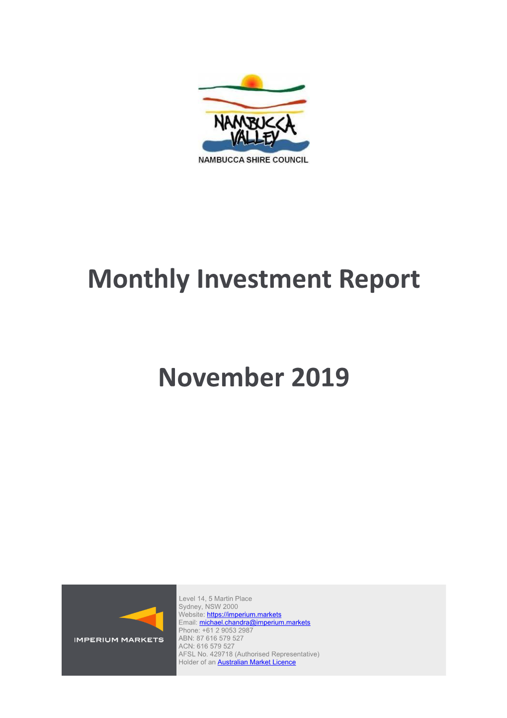Item 10.3 Investment Report to 30