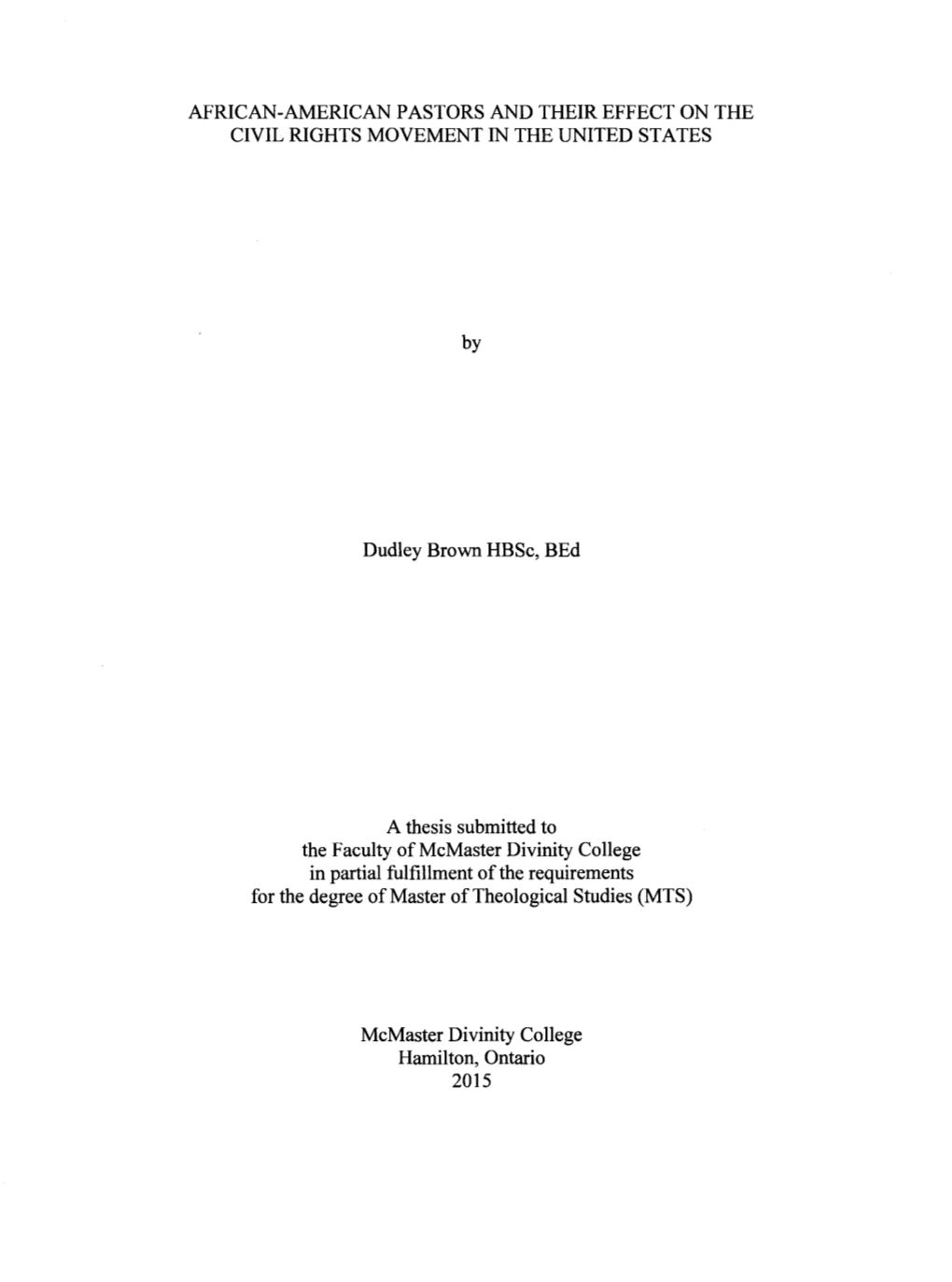 African-American Pastors and Their Effect on the Civil Rights Movement in the United States