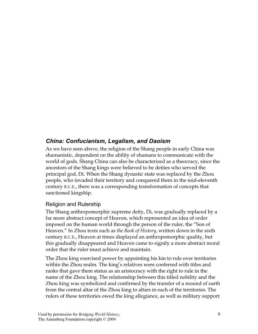 China: Confucianism, Legalism, and Daoism